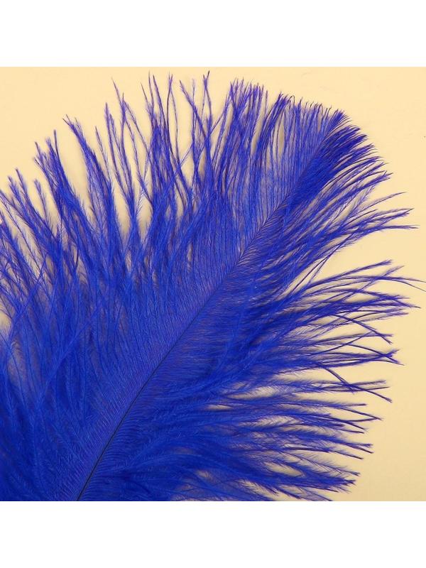Перо для декора, размер:20-24 см, цвет синий