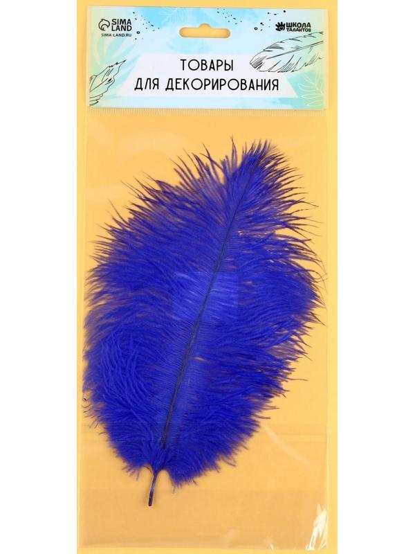 Перо для декора, размер:20-24 см, цвет синий