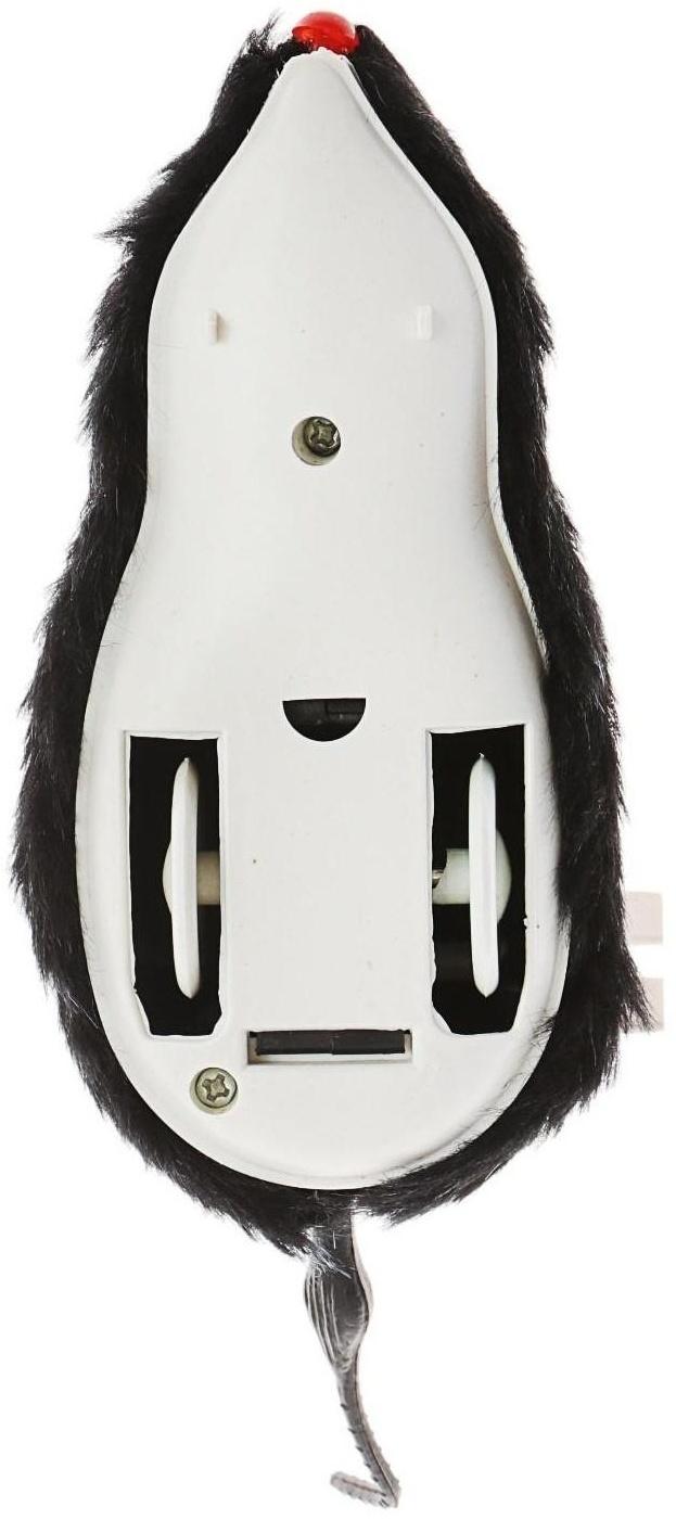 Мышь заводная меховая, 12 см, чёрная