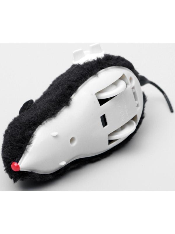 Мышь заводная меховая, 12 см, чёрная