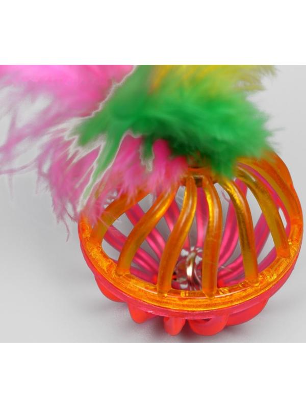 Набор из 2 шариков «Завитушки с пером», каждый 4 см, микс цветов