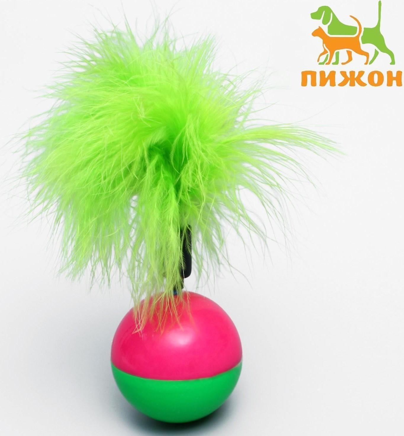 Игрушка-неваляшка для кошек с пухом, микс цветов