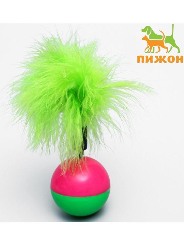 Игрушка-неваляшка для кошек с пухом, микс цветов