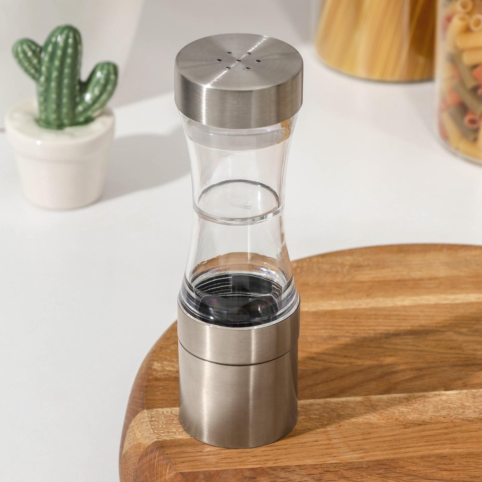 Мельница для специй «Лоста», 17,5×5,3 см, двусторонняя, керамический механизм, цвет металлик