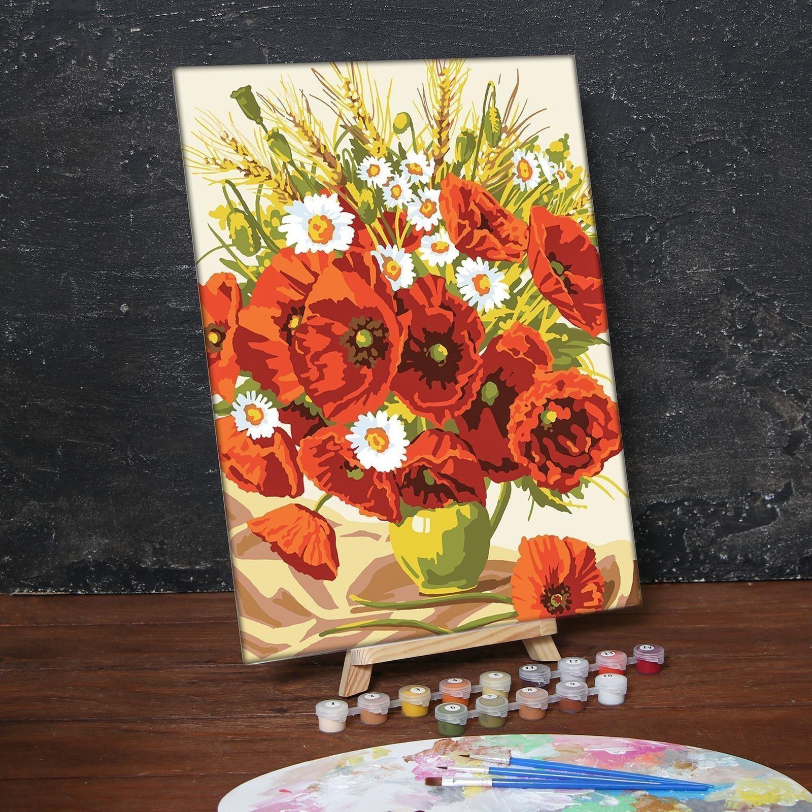 Роспись по номерам без подрамника «Маки» 30 x 40 см