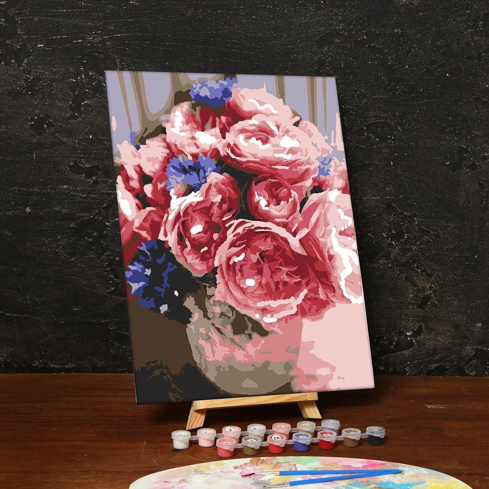 Картина по номерам без подрамника «Пионы» 30х40 см