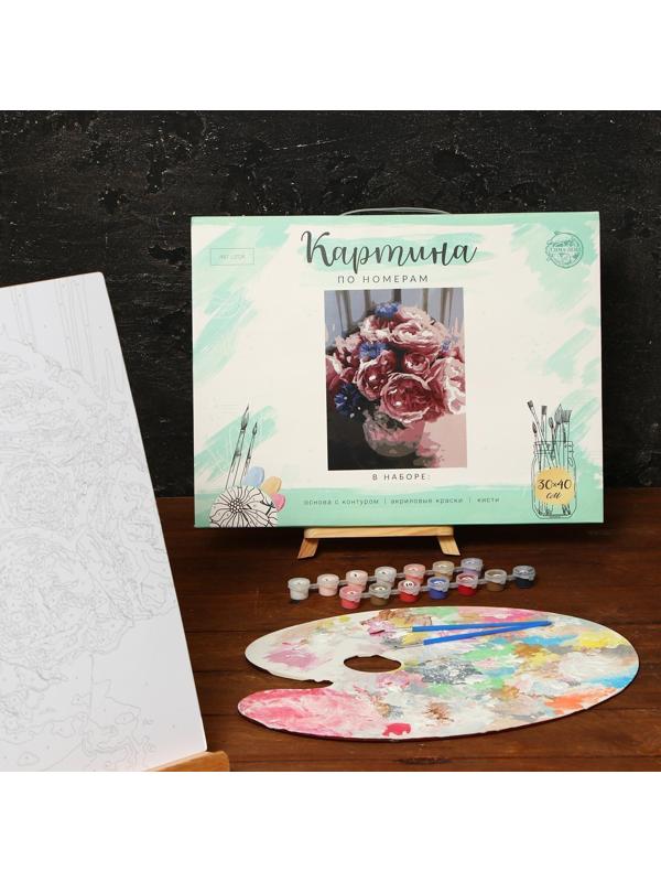 Картина по номерам без подрамника «Пионы» 30х40 см