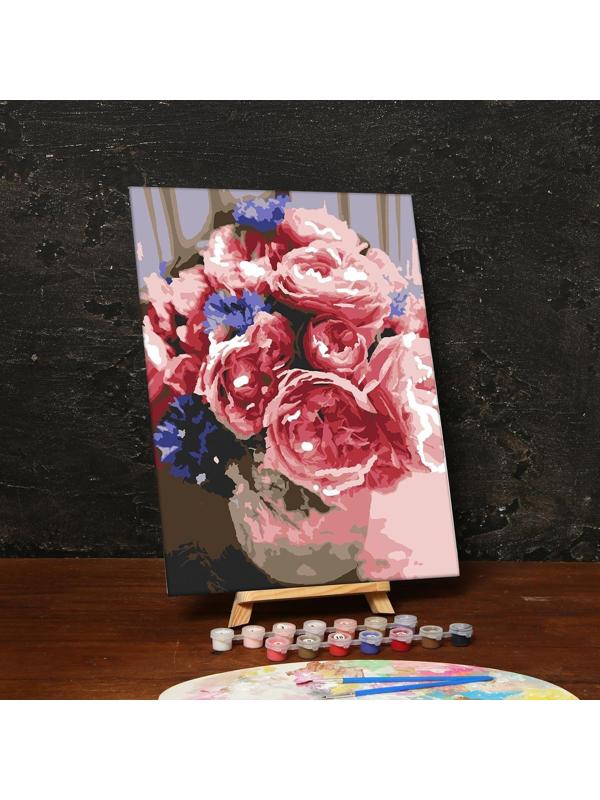 Картина по номерам без подрамника «Пионы» 30х40 см