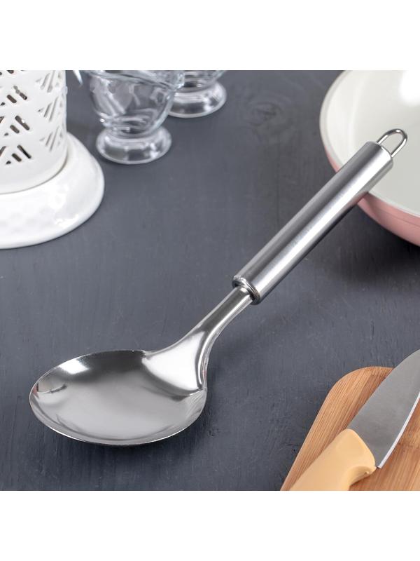 Ложка гарнирная из нержавеющей стали Доляна «Металлик», h=25 см, цвет серебряный