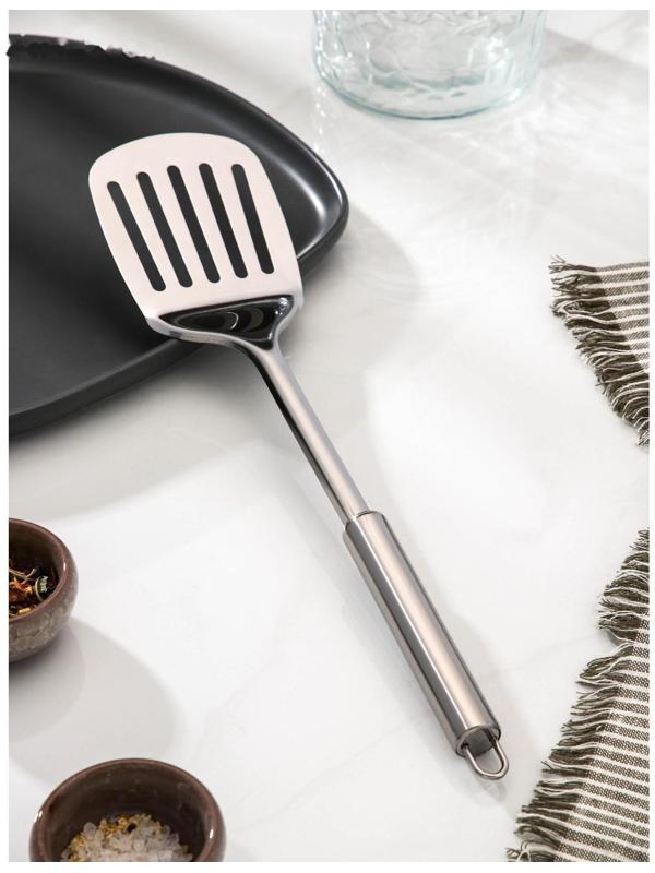 Лопатка из нержавеющей стали Доляна «Металлик», h=32 см, цвет серебряный