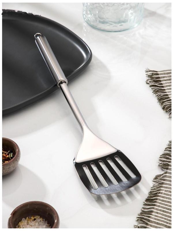 Лопатка из нержавеющей стали Доляна «Металлик», h=32 см, цвет серебряный