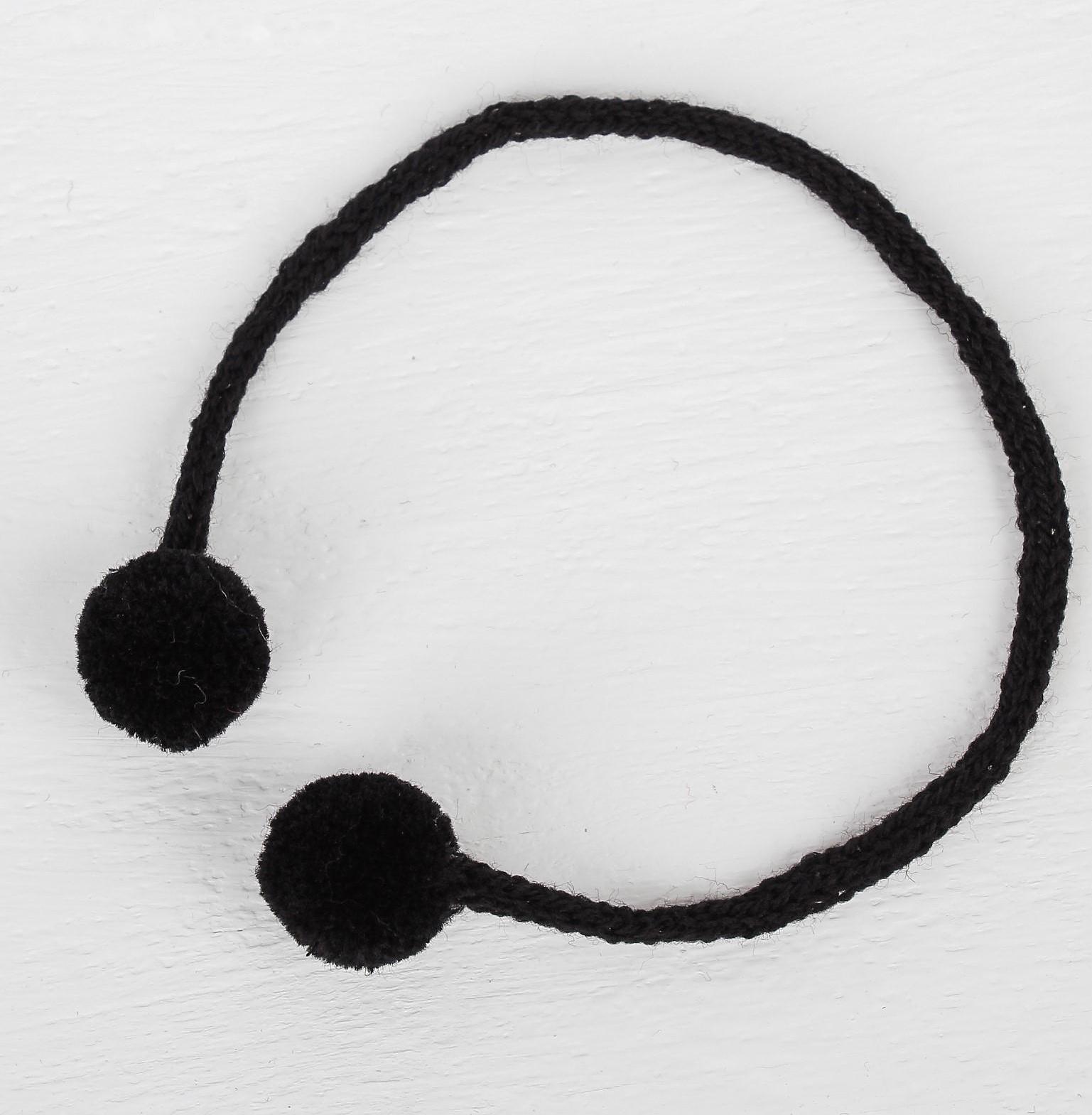 Декоративный элемент на верёвочке 2 шарика, d= 1,5 см, набор 6 шт., цвет чёрный