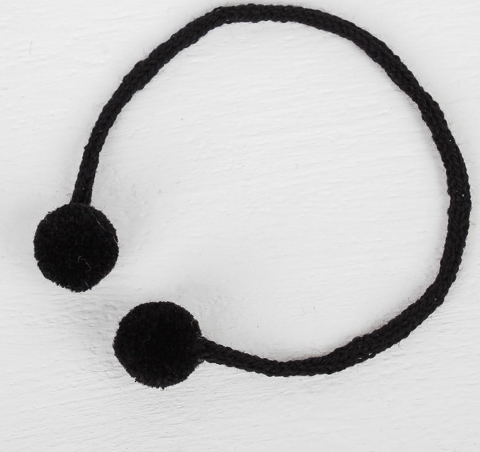 Декоративный элемент на верёвочке 2 шарика, d= 1,5 см, набор 6 шт., цвет чёрный