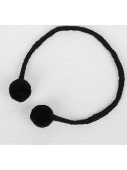 Декоративный элемент на верёвочке 2 шарика, d= 1,5 см, набор 6 шт., цвет чёрный