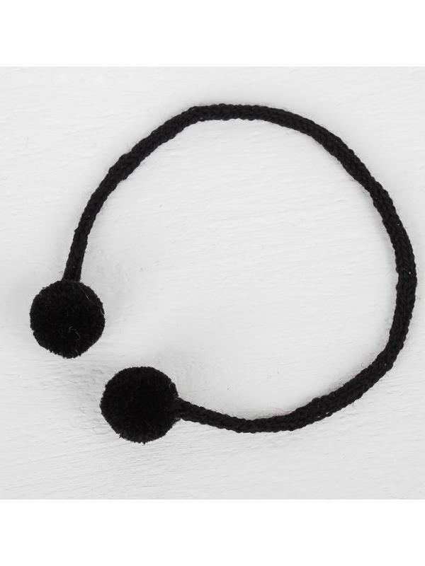 Декоративный элемент на верёвочке 2 шарика, d= 1,5 см, набор 6 шт., цвет чёрный