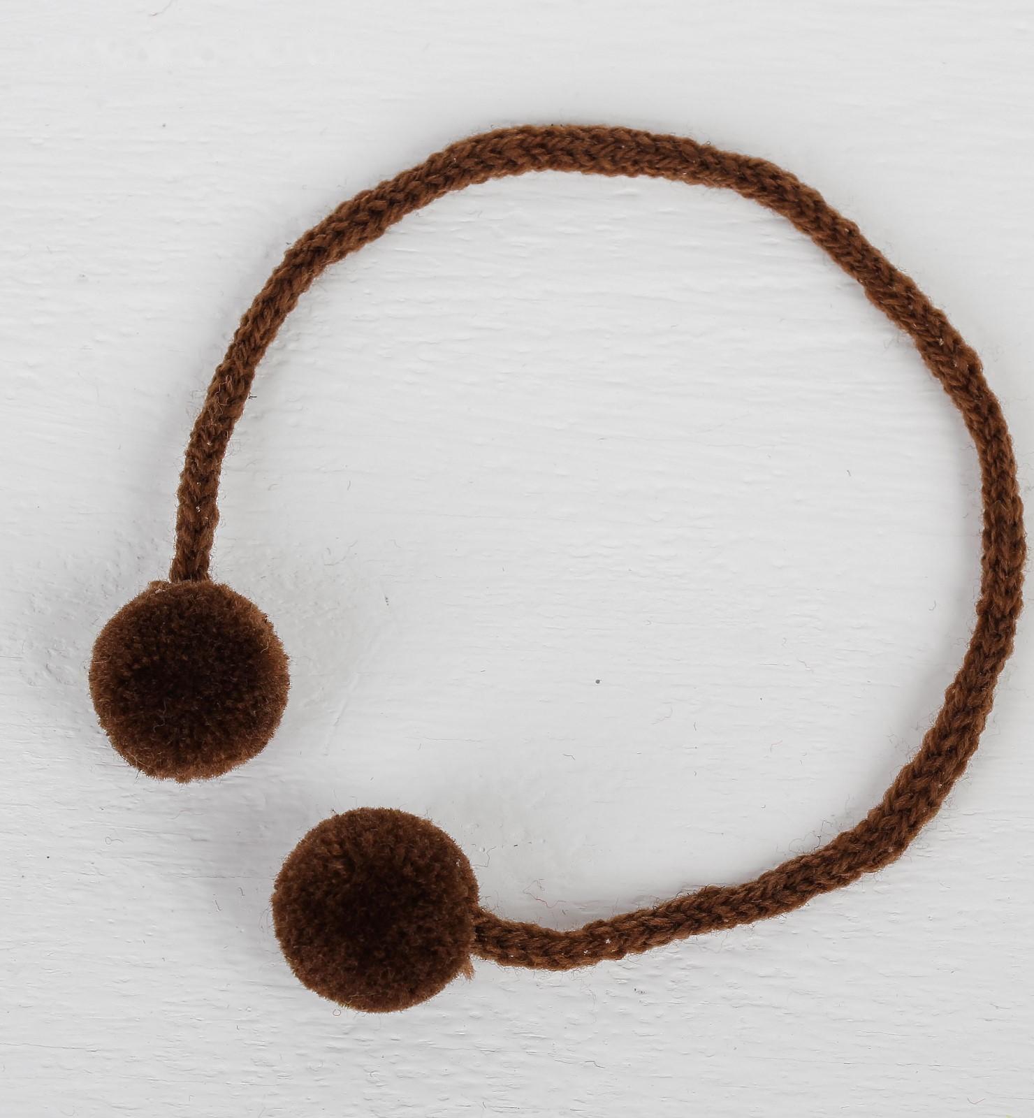 Декоративный элемент на верёвочке 2 шарика, d= 1,5 см, набор 6 шт., цвет коричневый