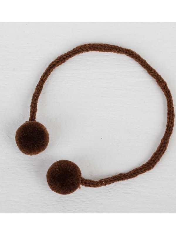 Декоративный элемент на верёвочке 2 шарика, d= 1,5 см, набор 6 шт., цвет коричневый