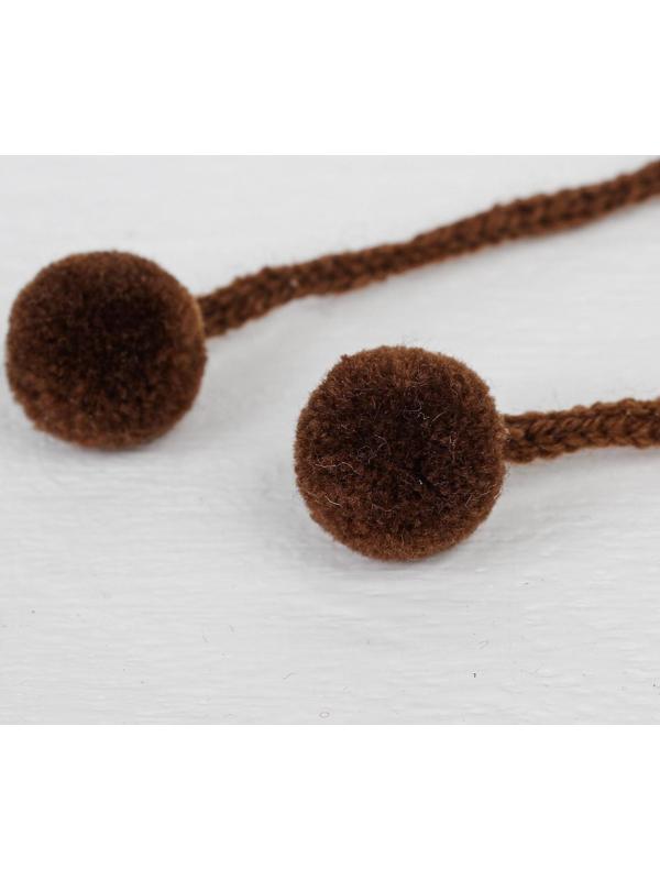 Декоративный элемент на верёвочке 2 шарика, d= 1,5 см, набор 6 шт., цвет коричневый