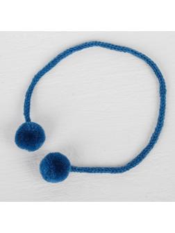 Декоративный элемент на верёвочке 2 шарика, d= 1,5 см, набор 6 шт., цвет морской волны