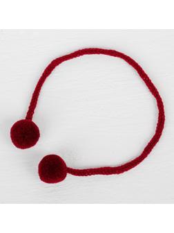 Декоративный элемент на верёвочке 2 шарика, d= 1,5 см, набор 6 шт., цвет бордовый