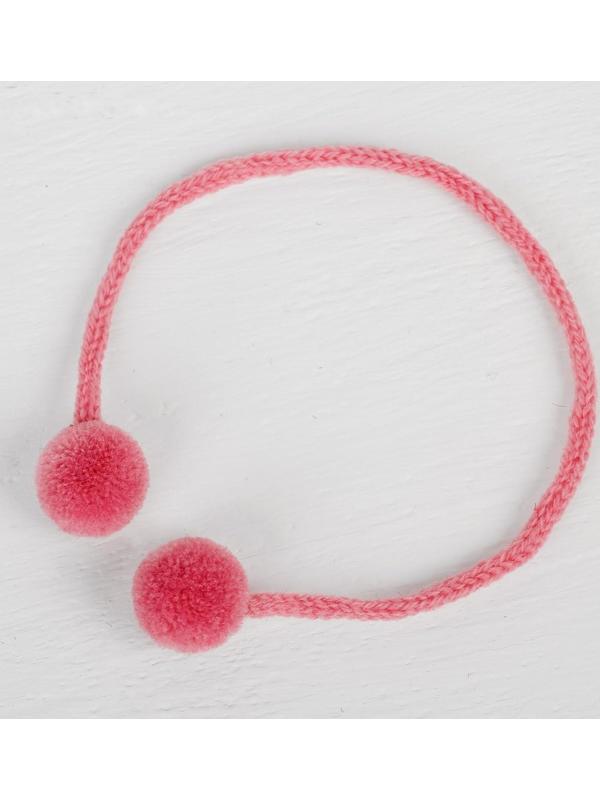 Декоративный элемент на верёвочке 2 шарика, d= 1,5 см, набор 6 шт., цвет нежно - розовый