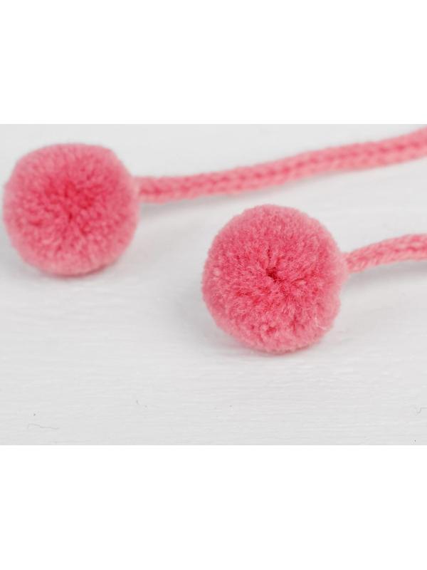 Декоративный элемент на верёвочке 2 шарика, d= 1,5 см, набор 6 шт., цвет нежно - розовый