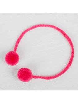 Декоративный элемент на верёвочке 2 шарика, d= 1,5 см, набор 6 шт., цвет розовый