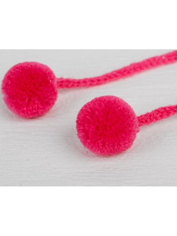 Декоративный элемент на верёвочке 2 шарика, d= 1,5 см, набор 6 шт., цвет розовый