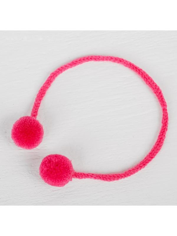 Декоративный элемент на верёвочке 2 шарика, d= 1,5 см, набор 6 шт., цвет розовый