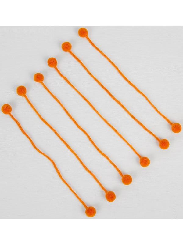Декоративный элемент на верёвочке 2 шарика, d= 1,5 см, набор 6 шт., цвет оранжевый