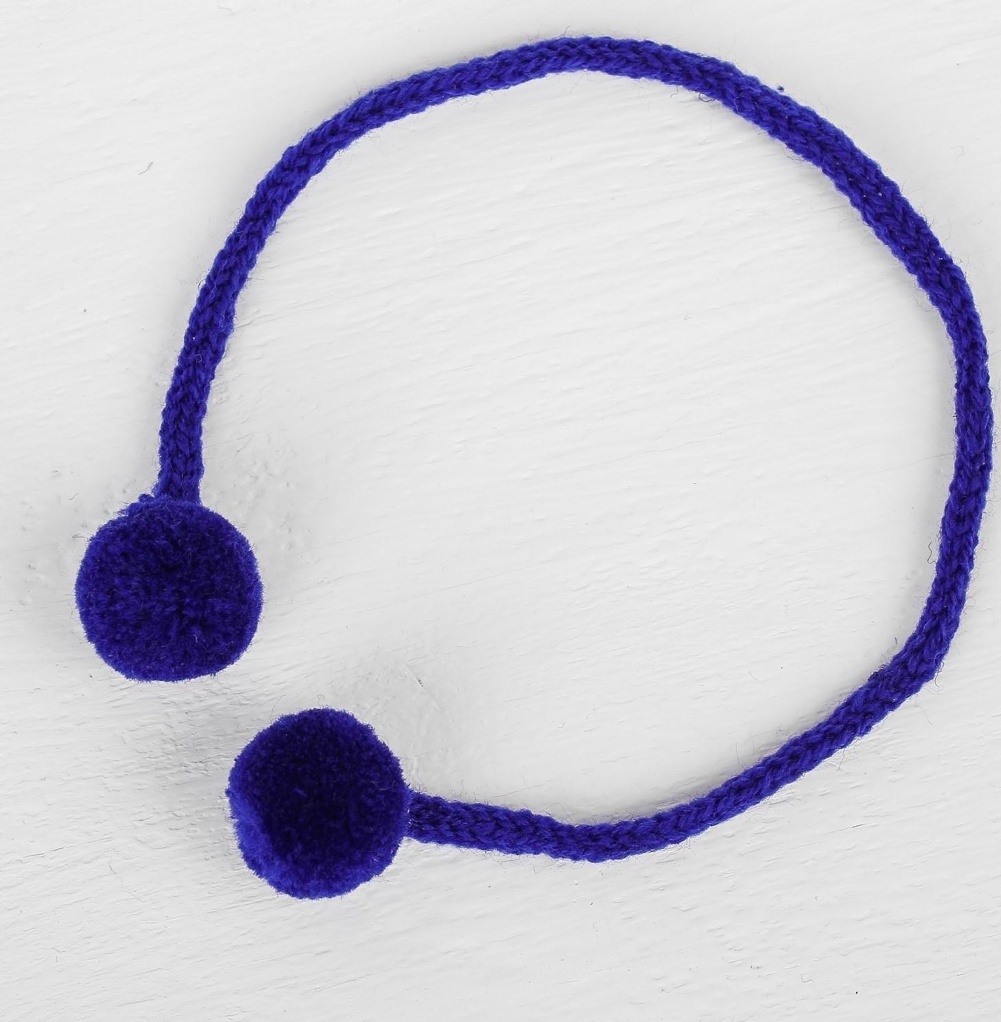 Декоративный элемент на верёвочке 2 шарика, d= 1,5 см, набор 6 шт., цвет синий