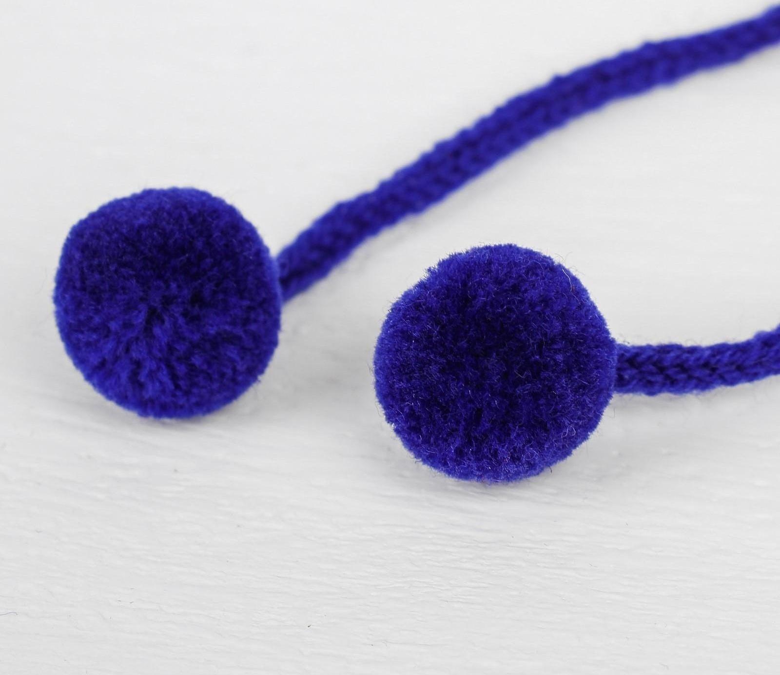 Декоративный элемент на верёвочке 2 шарика, d= 1,5 см, набор 6 шт., цвет синий