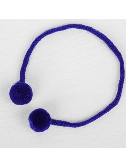 Декоративный элемент на верёвочке 2 шарика, d= 1,5 см, набор 6 шт., цвет синий