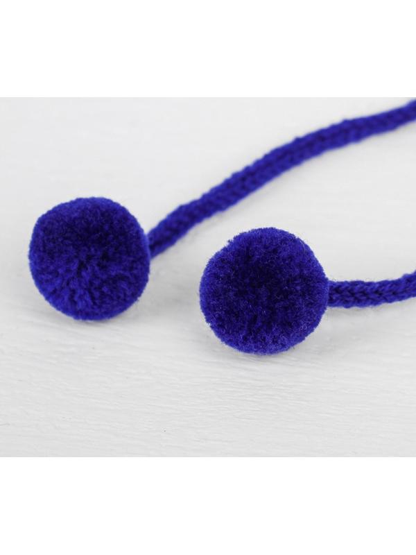 Декоративный элемент на верёвочке 2 шарика, d= 1,5 см, набор 6 шт., цвет синий