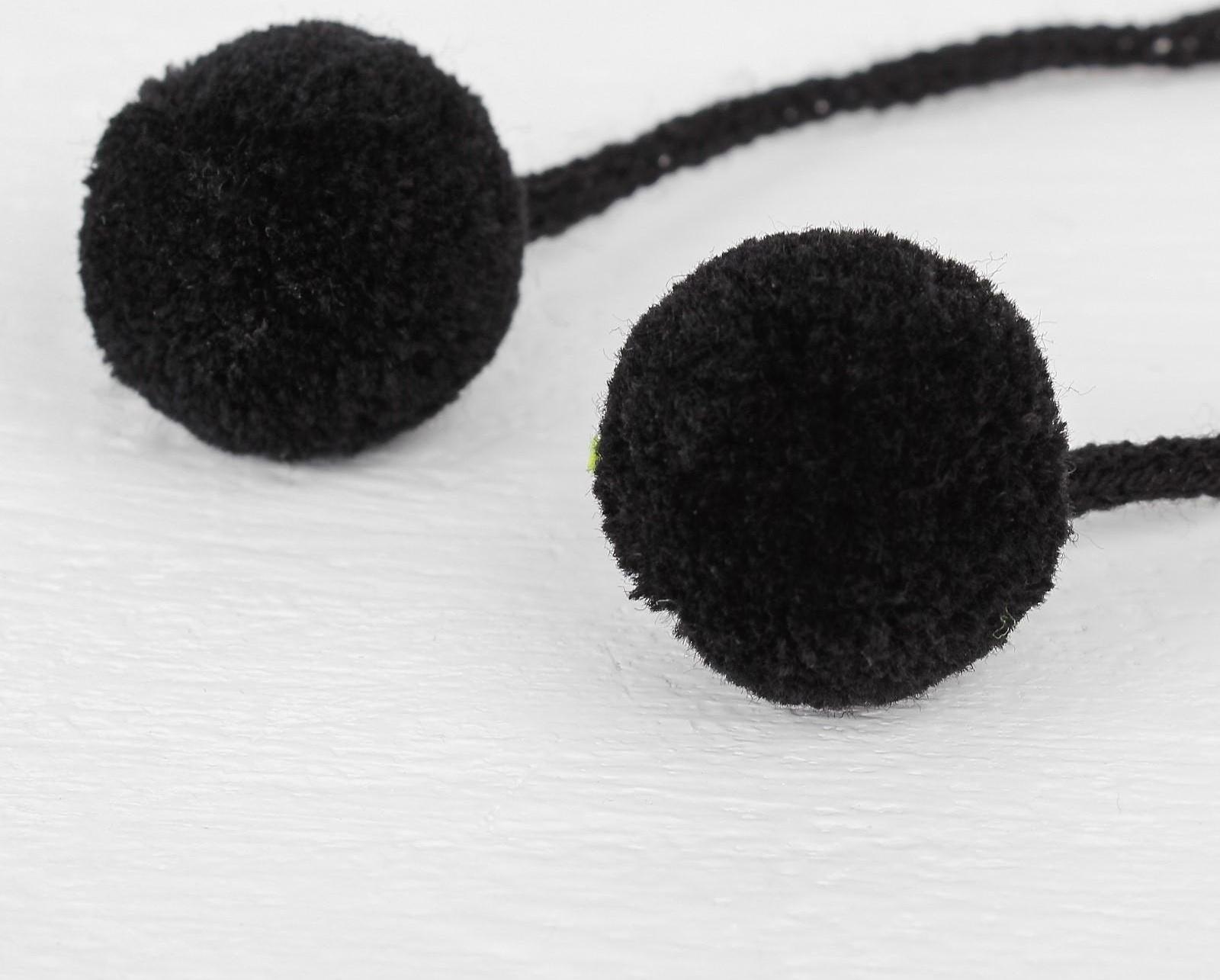 Декоративный элемент на верёвочке 2 шарика, d= 3 см, набор 4 шт., цвет чёрный