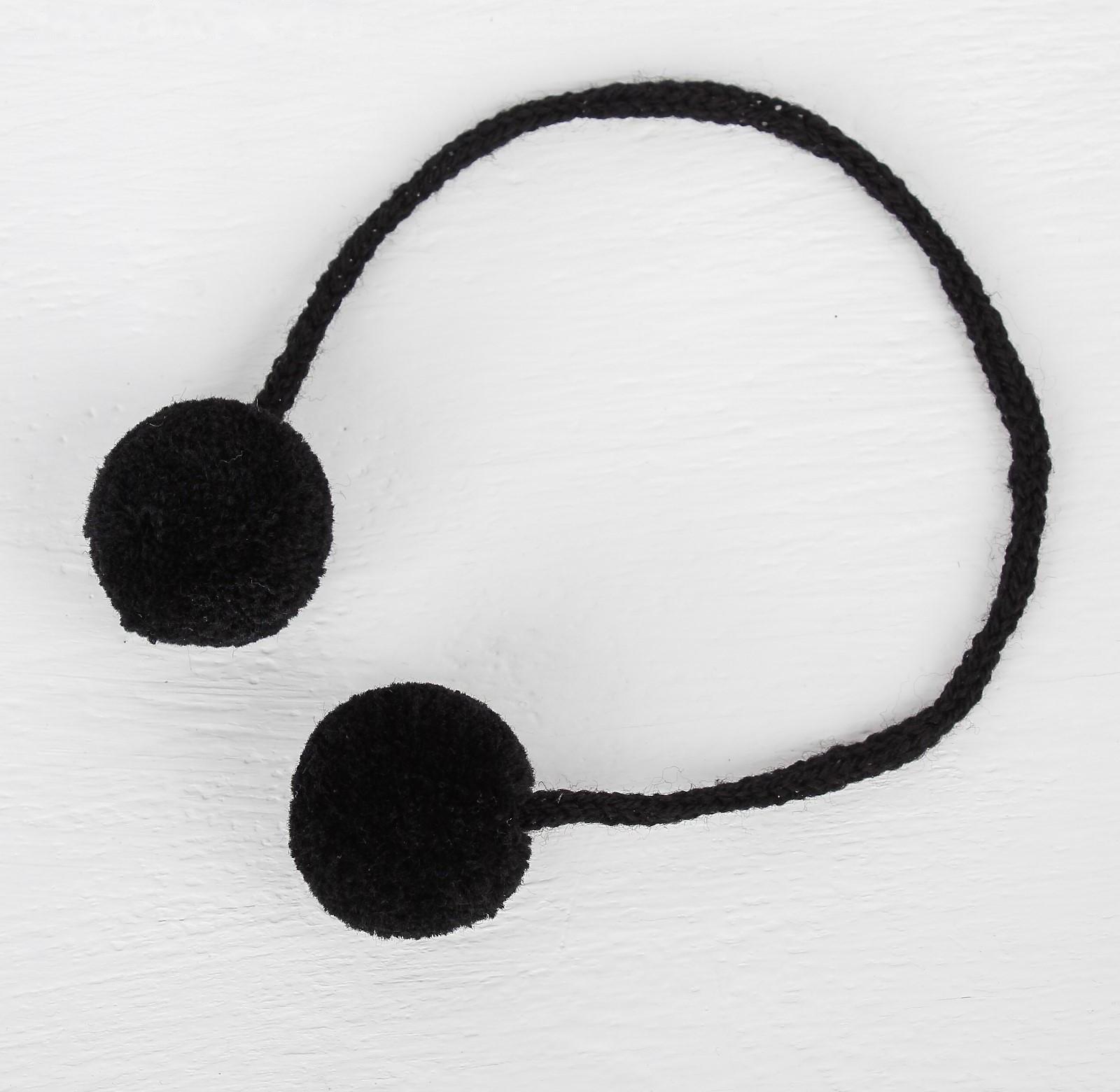 Декоративный элемент на верёвочке 2 шарика, d= 3 см, набор 4 шт., цвет чёрный