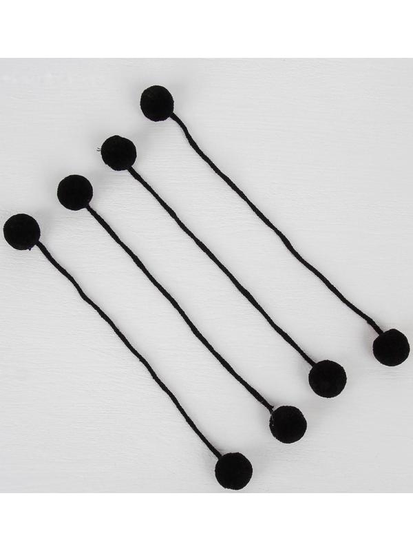 Декоративный элемент на верёвочке 2 шарика, d= 3 см, набор 4 шт., цвет чёрный