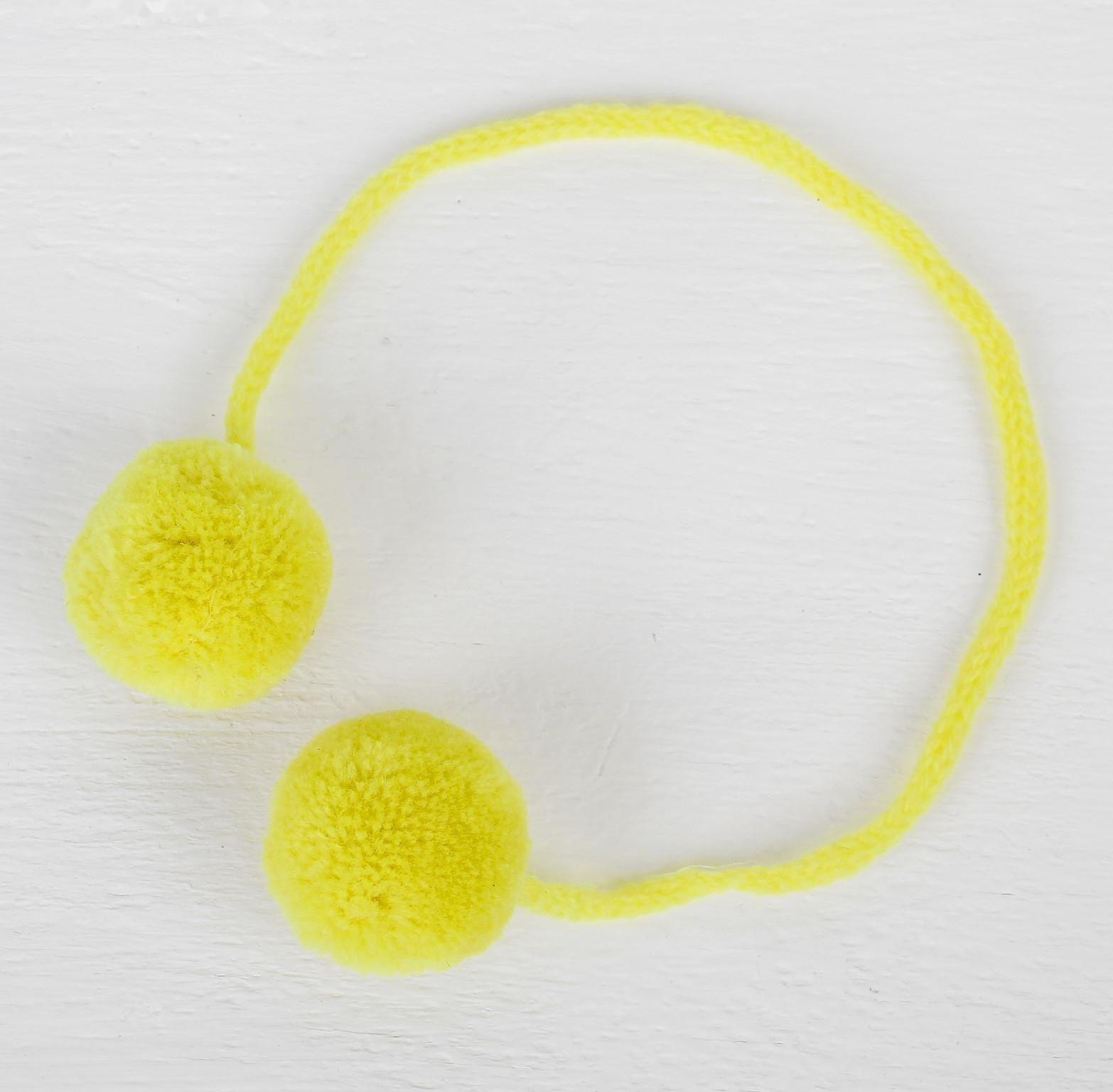 Декоративный элемент на верёвочке 2 шарика, d= 3 см, набор 4 шт., цвет жёлтый