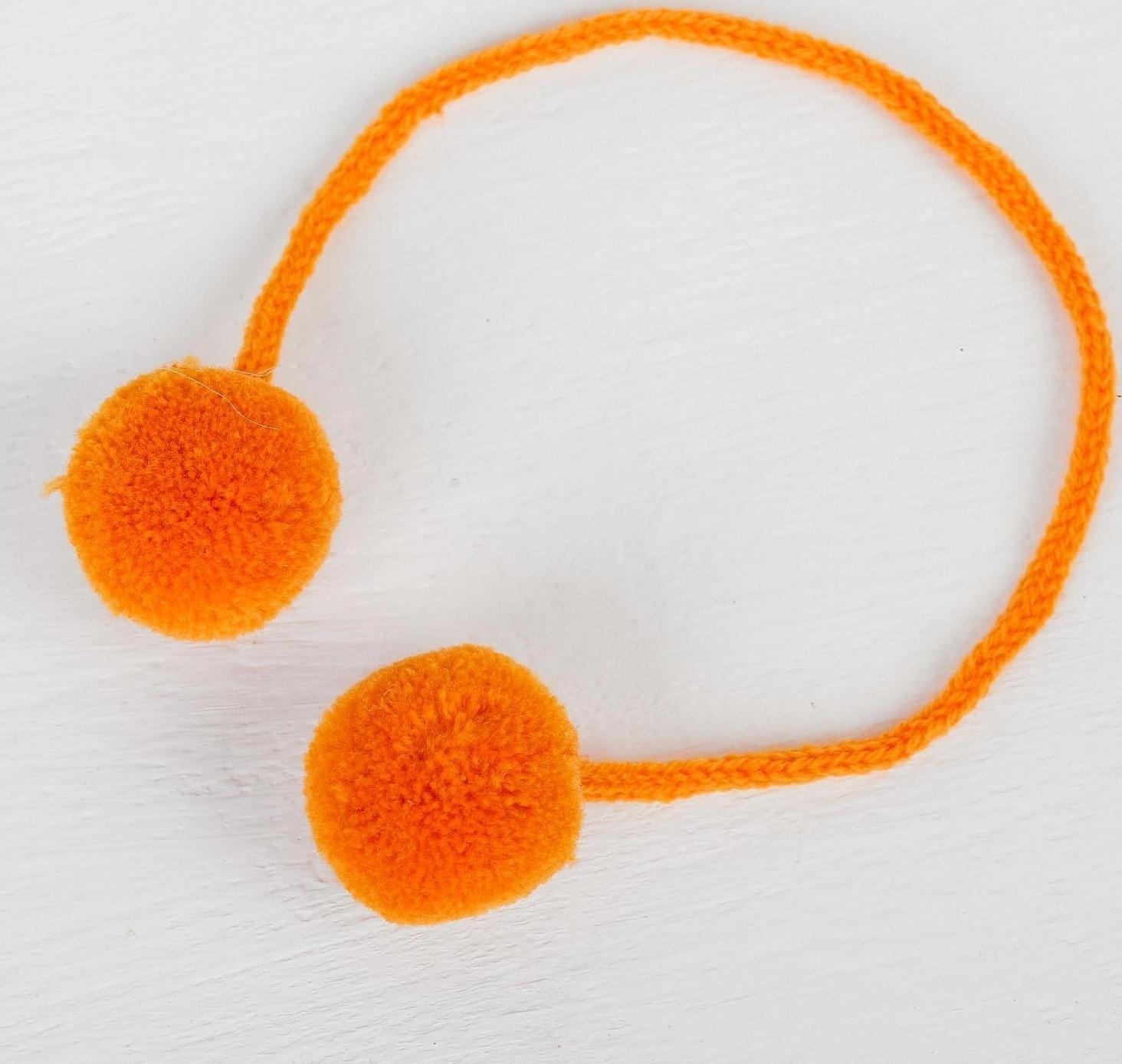 Декоративный элемент на верёвочке 2 шарика, d= 3 см, набор 4 шт., цвет оранжевый