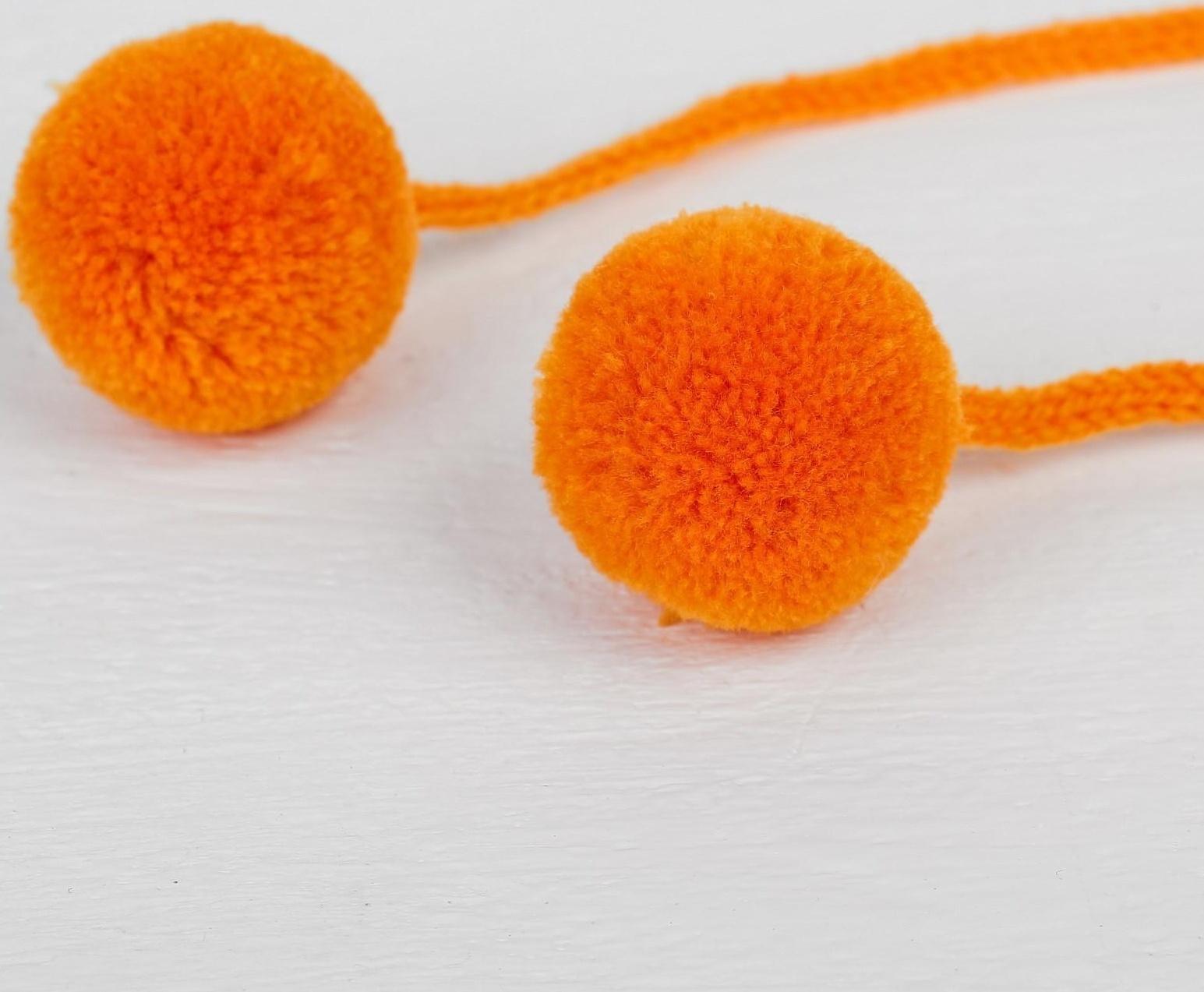 Декоративный элемент на верёвочке 2 шарика, d= 3 см, набор 4 шт., цвет оранжевый