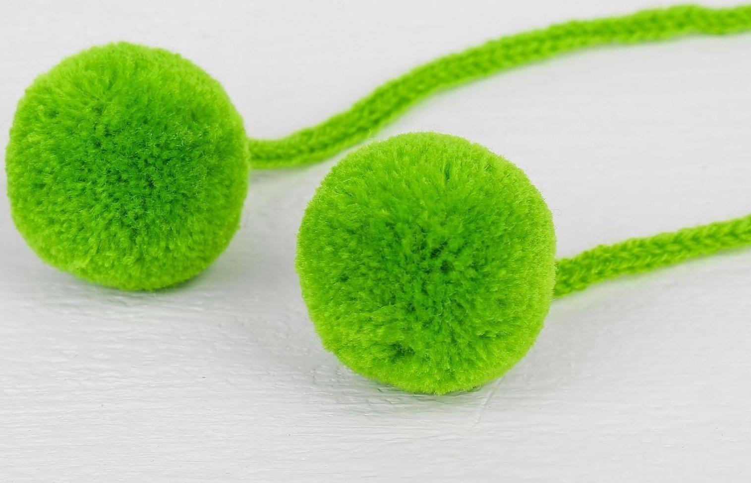 Декоративный элемент на верёвочке 2 шарика, d= 3 см, набор 4 шт., цвет зелёный