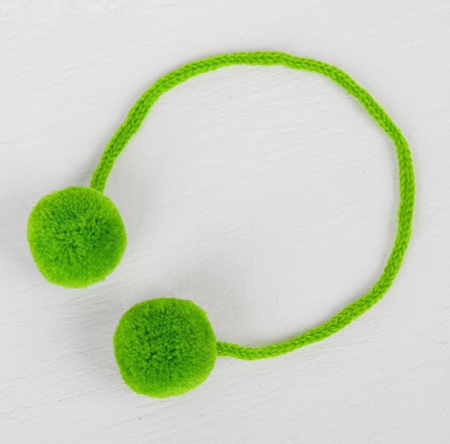 Декоративный элемент на верёвочке 2 шарика, d= 3 см, набор 4 шт., цвет зелёный