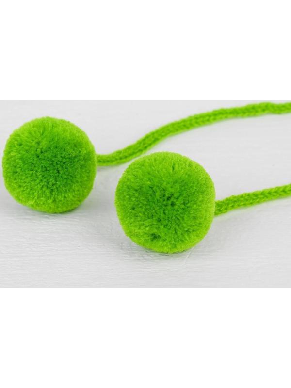Декоративный элемент на верёвочке 2 шарика, d= 3 см, набор 4 шт., цвет зелёный