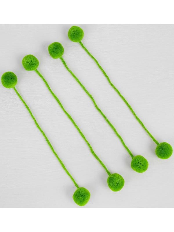 Декоративный элемент на верёвочке 2 шарика, d= 3 см, набор 4 шт., цвет зелёный