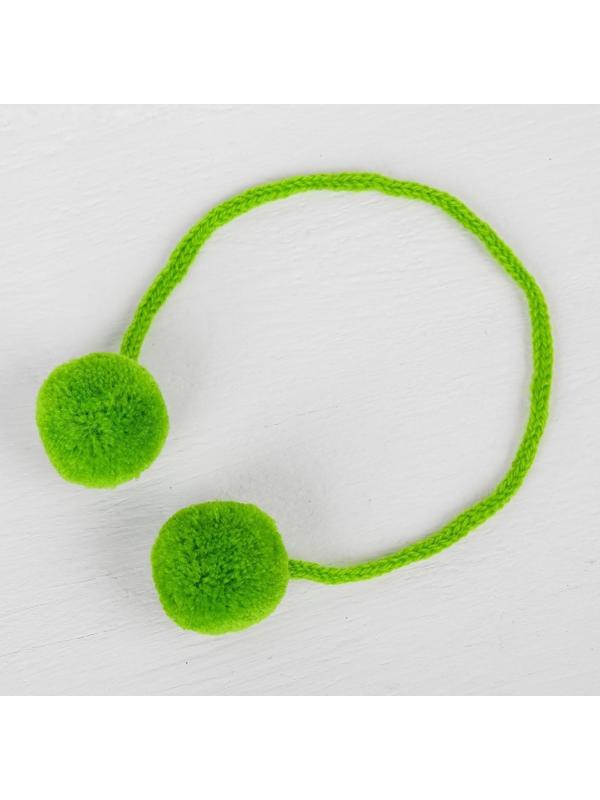 Декоративный элемент на верёвочке 2 шарика, d= 3 см, набор 4 шт., цвет зелёный