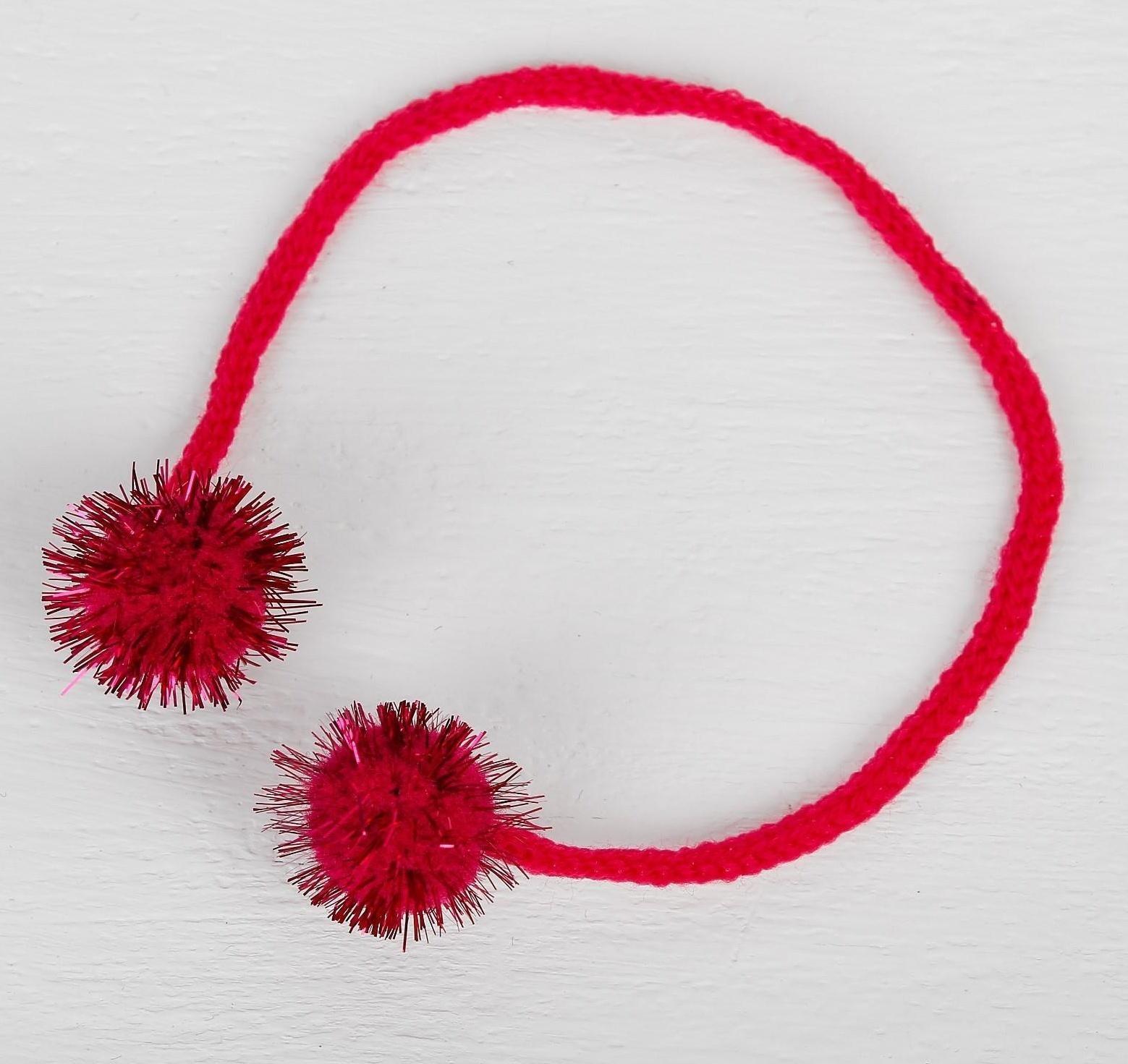 Декоративный элемент на верёвочке 2 шарика с блеском, d= 2 см, набор 8 шт., цвет розовый