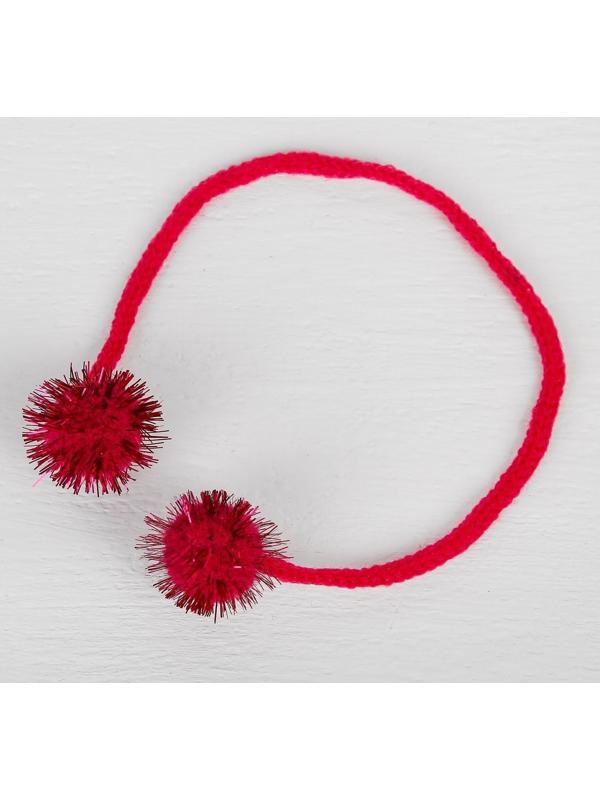 Декоративный элемент на верёвочке 2 шарика с блеском, d= 2 см, набор 8 шт., цвет розовый