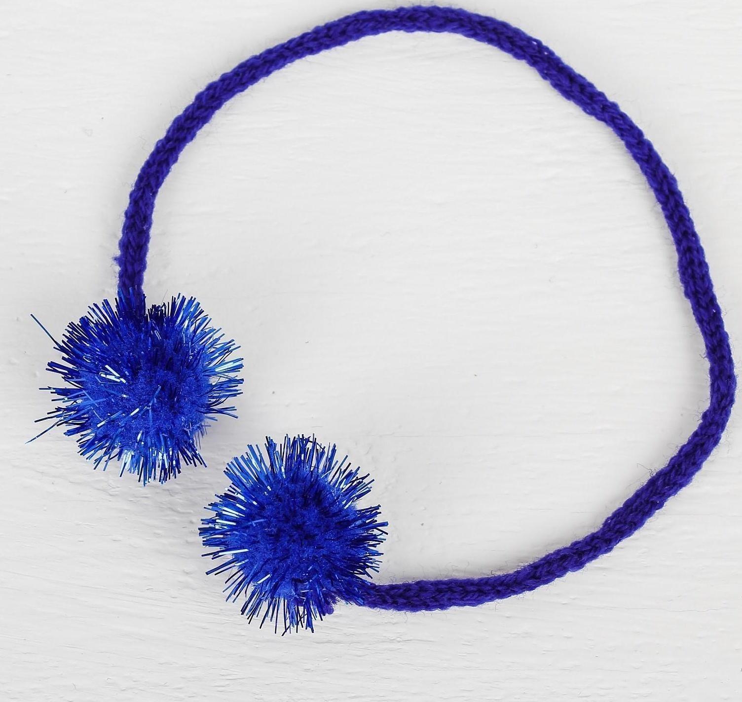 Декоративный элемент на верёвочке 2 шарика с блеском, d= 2 см, набор 8 шт., цвет синий