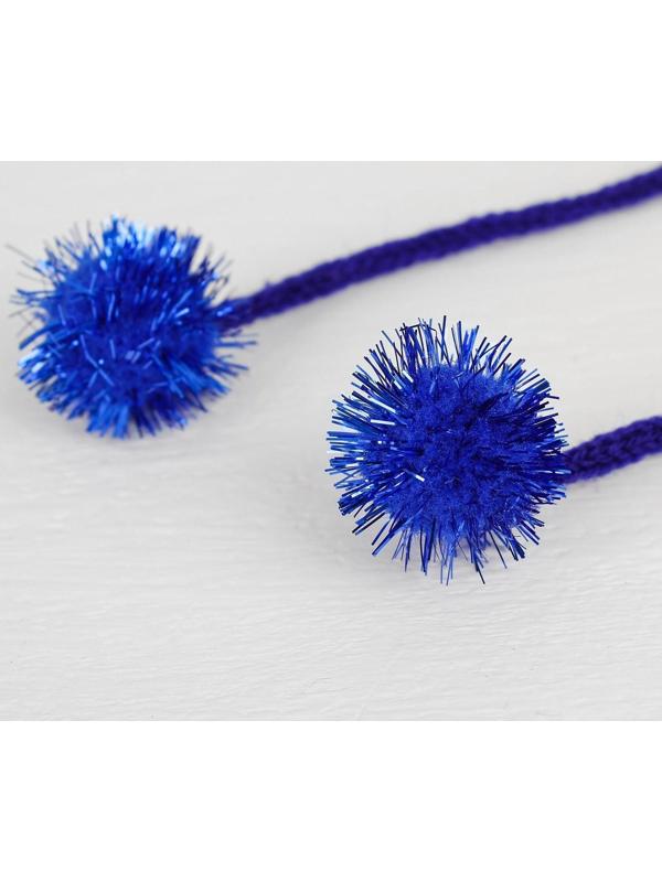 Декоративный элемент на верёвочке 2 шарика с блеском, d= 2 см, набор 8 шт., цвет синий