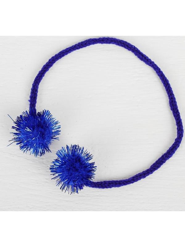 Декоративный элемент на верёвочке 2 шарика с блеском, d= 2 см, набор 8 шт., цвет синий